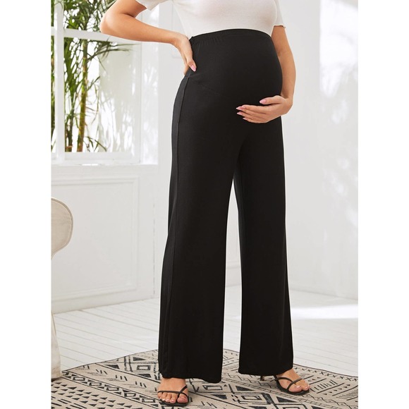 Maternity Wide Leg Solid Pants black - Picture 4 of 5